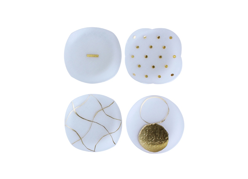 【新品未使用】mamezara トウメイ　豆皿4枚セット　い 箔 toumei まめざら 木箱入り4枚セット 豆皿 豆皿セット まめざら