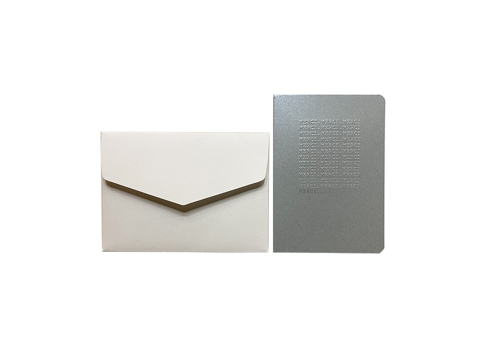 【le typographe / ル タイポグラフィ】ギフトカード Folded Card MERCI MERCI MERCI EMBOSSED
