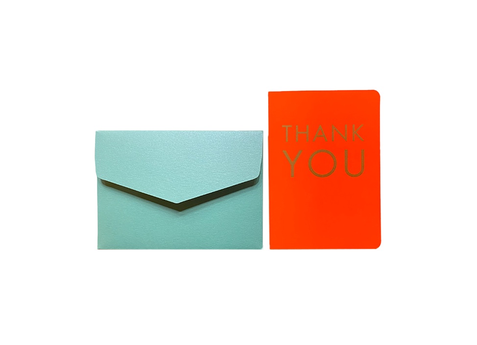 【le typographe / ル タイポグラフィ】ギフトカード Folded Card MERCI MERCI MERCI EMBOSSED / FLUOORANGE
