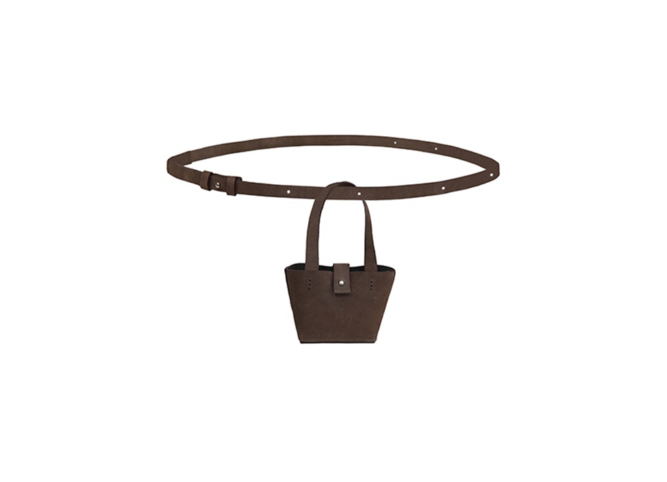 【AMOMENTO / アモーメント】Micro Square Leather Bag 2Way ミニバック / Brown
