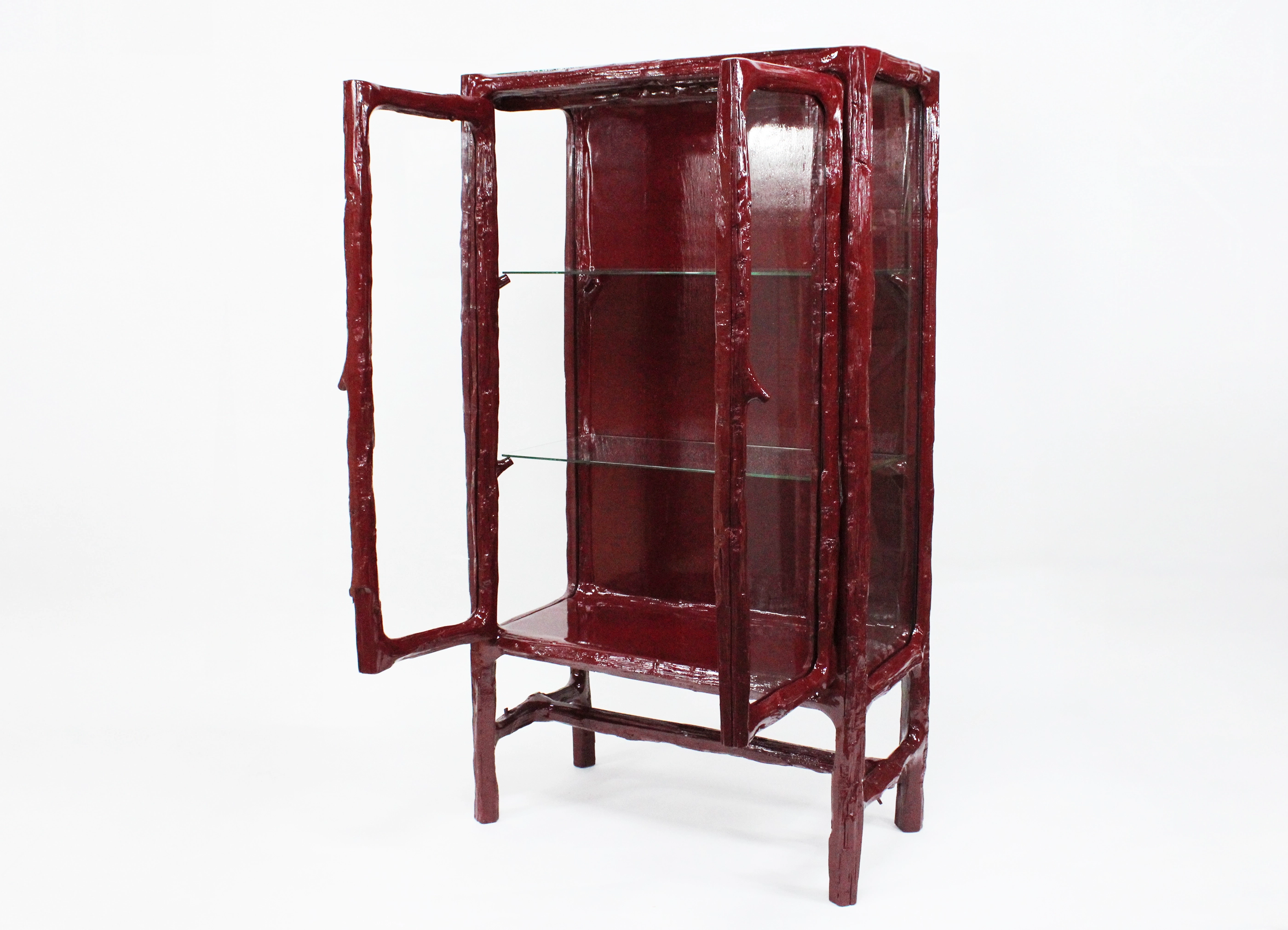 【TEUN ZWETS / テウン・ズヴェッツ】SPLITTED GLASS DISPLAY CABINET キャビネット / ワインレッド