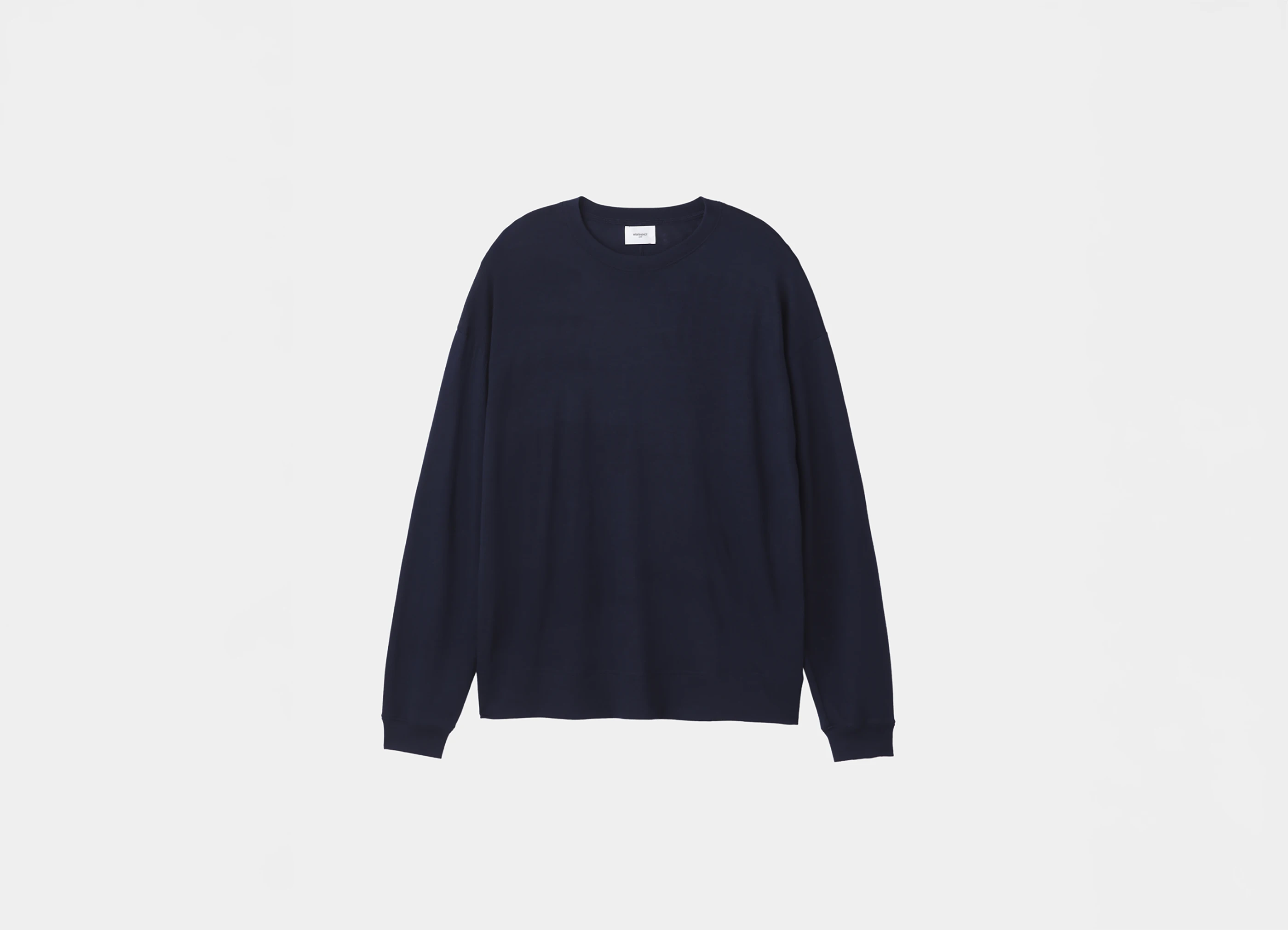 【WRAPINKNOT WOOL WEAR / ラッピンノット ウール ウェア】L/S Oversized T-Shirt ロングスリーブ オーバーサイズド Tシャツ / ネイビー