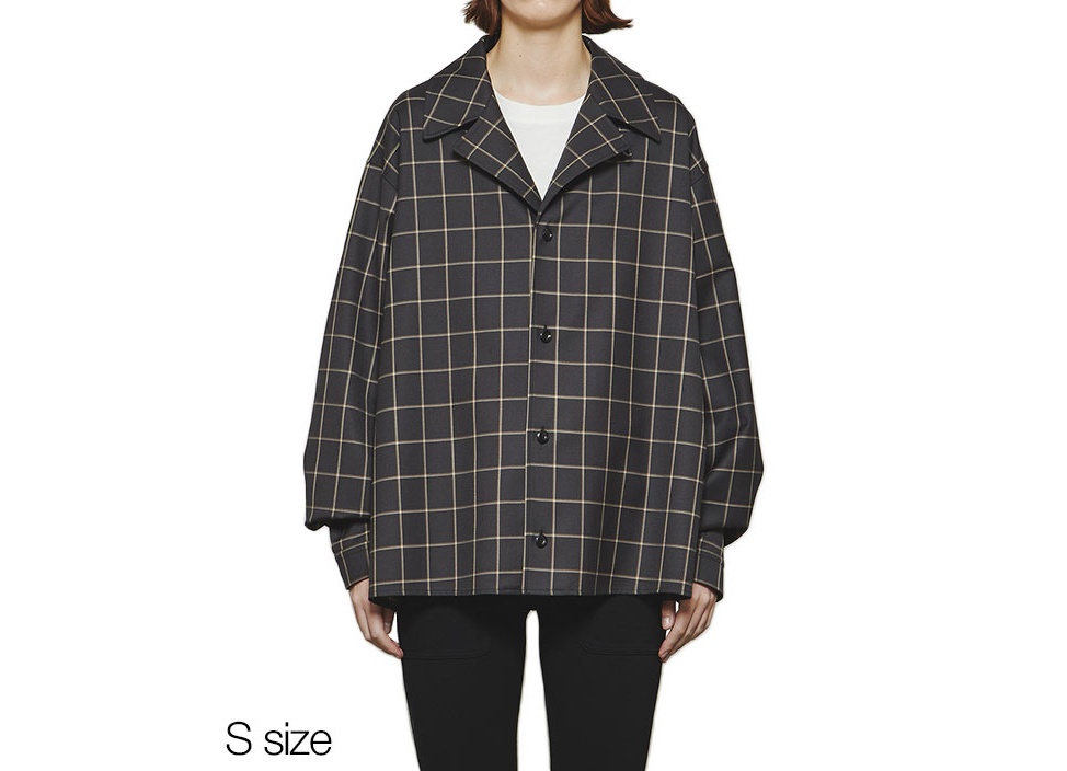 【THE RERACS / ザ リラクス】Open Collar Shirt オープンカラーシャツ S / Windowpane