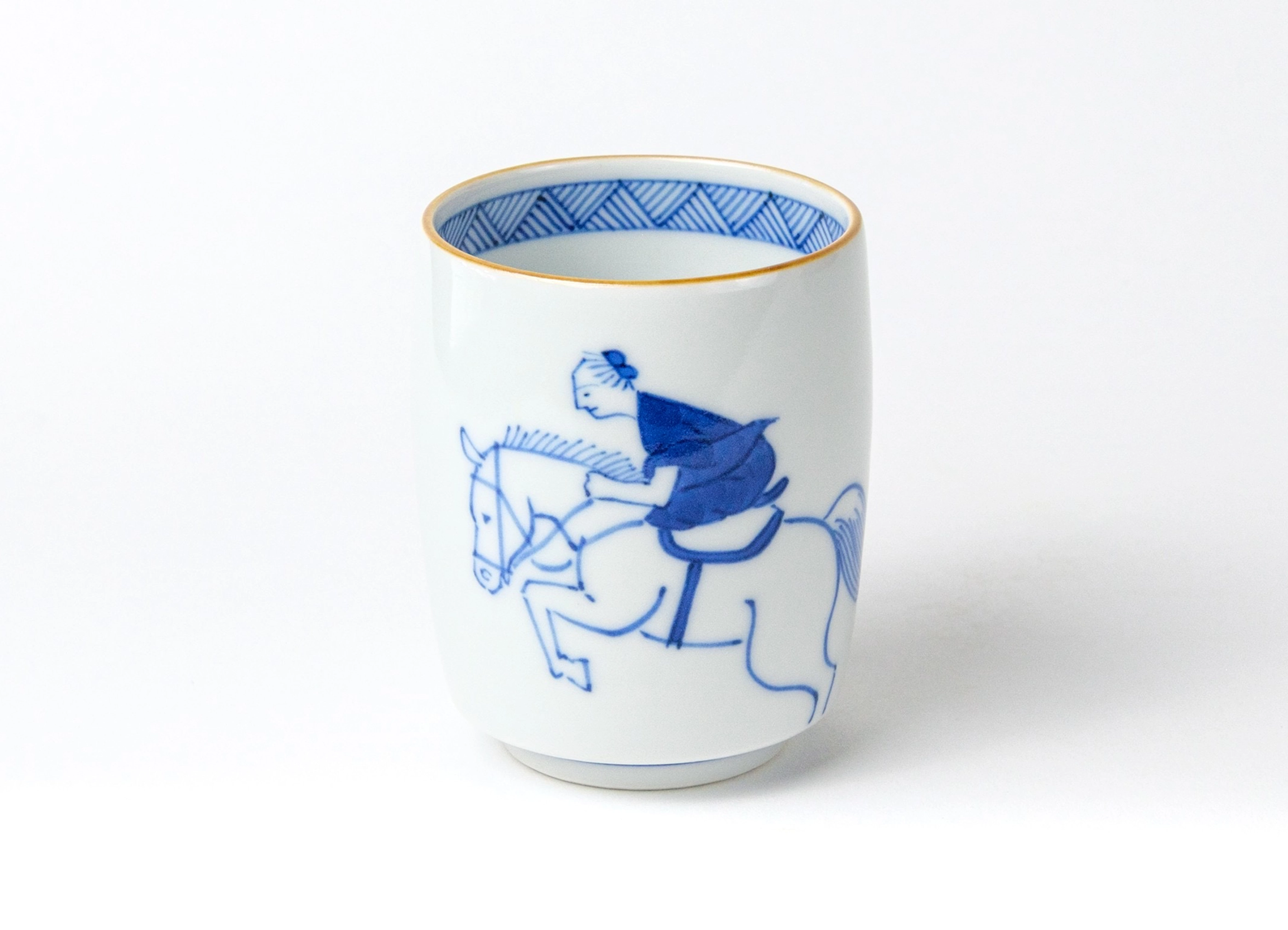 【上出長右衛門窯 / Kamide choemongama】湯呑 笛吹 / 馬術